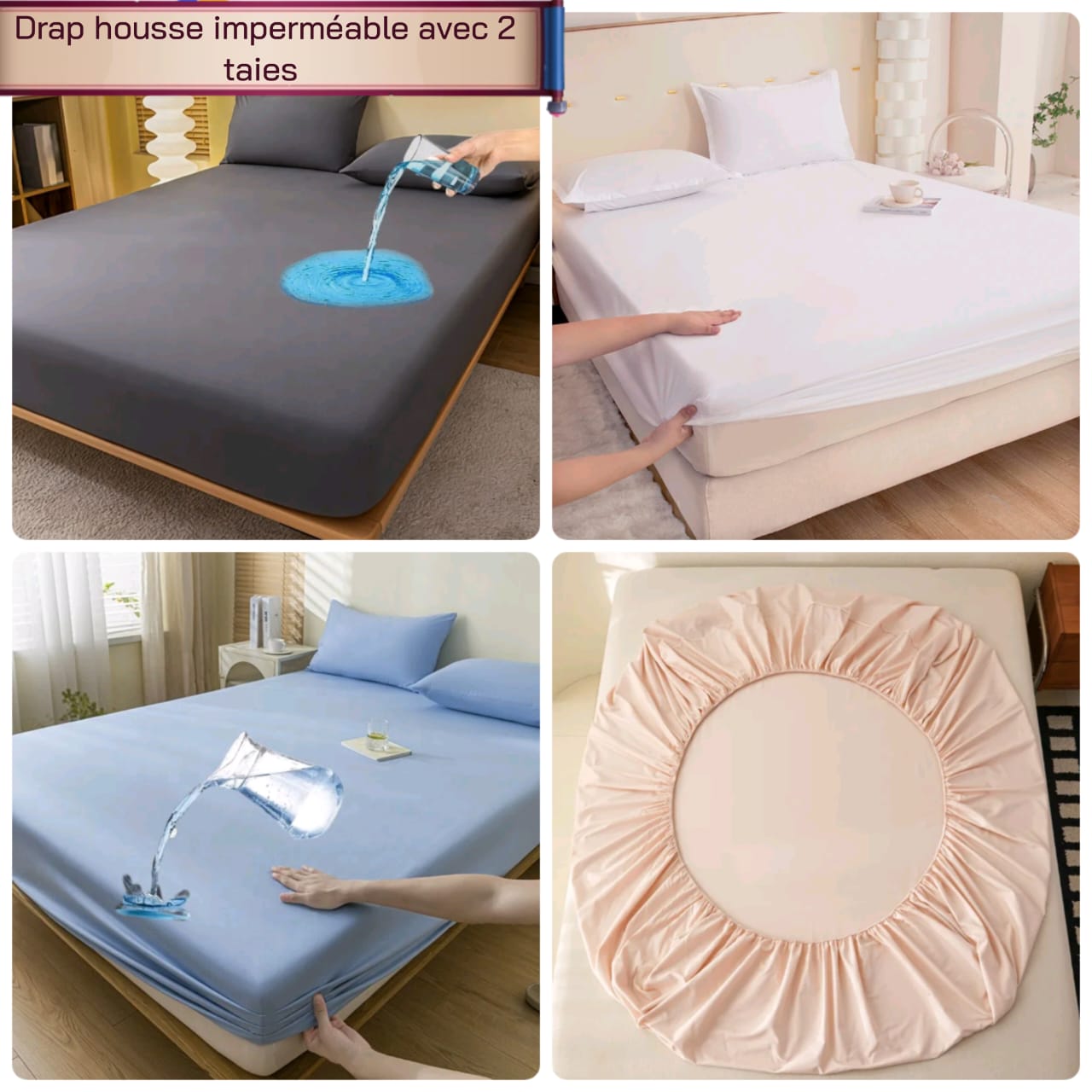 🛏️ Drap-housse Imperméable Premium + 2 Taies d'Oreiller